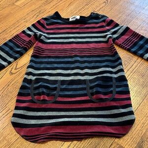 Velvet Striped Knit Dress in Navy, Gray & Burgundy